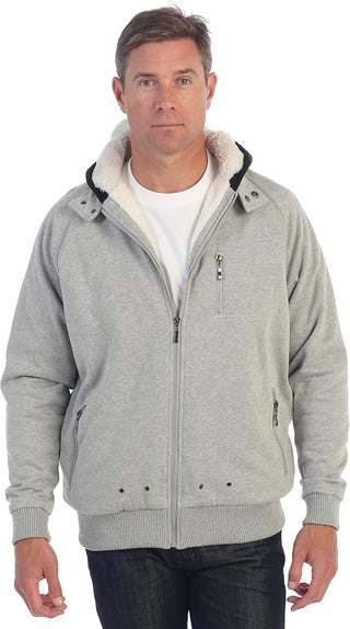 Big Mens Heavyweight Sherpa Lined Fleece Hoodie Jacket