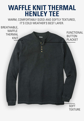 Big Men's Waffle-Knit Thermal Henley Tee