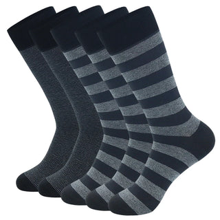 5 Pairs Large Size Fashion Business Men Dress Socks High Quality Stripe Black Gray Pure Men Cotton Socks Size EU41-48