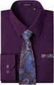 D01-Dress Shirt Purple  Blue Tie