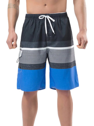 Men Big and Tall Swim Trunks with Pocket Drawstring Striped Beach Board Shorts with Mesh Lining Swimsuits B*athing Suits