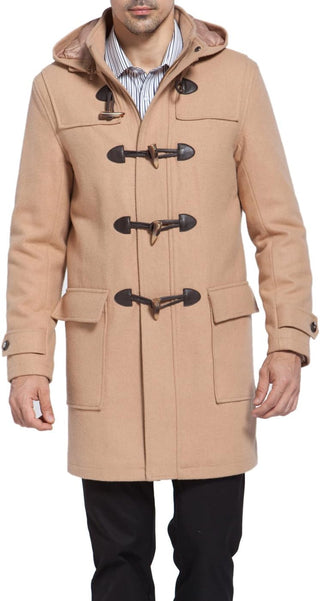 Big Men's Single Breasted Duffle Coat with Hood