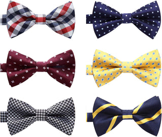 3/6 Pack Bow Tie Paisley Plaid Dot Pre-Tie Bow Tie