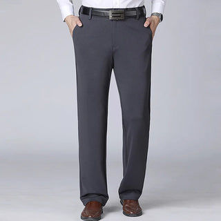 Men'S Business Pants Big Size 52 Elastic Waist Straight Suit Pants Formal Work Long Pants Large Size Loose Casual Trousers