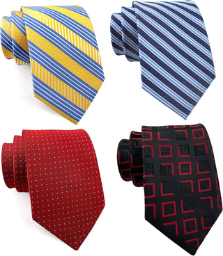 Men's Classic Jacquard Woven Ties - Pack of 4 or 6