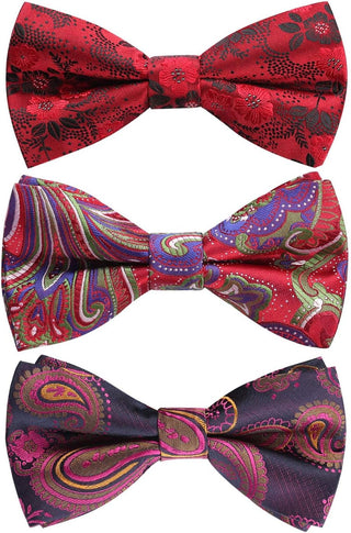 3/6 Pack Bow Tie Paisley Plaid Dot Pre-Tie Bow Tie