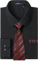 A01-Dress Shirt Black  Red Tie