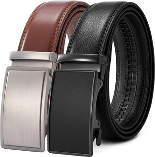 Big Leather Ratchet Dress Belt Big and Tall with Automatic Buckle