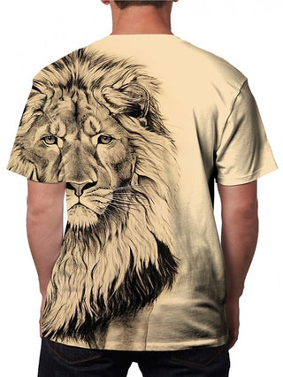 Big Men's T Shirt Tee Lion Graphic Prints Crew Neck plus Size Apparel Designer Big and Tall