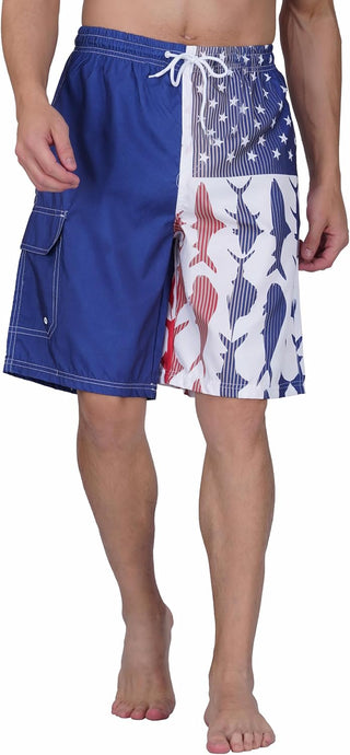 Big Mens Cargo Microfiber Beach Swim Trunks