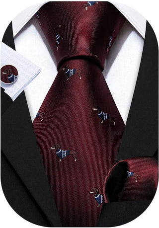 Ties for Men Designer Handkerchief Cufflink WOVEN Casual Necktie