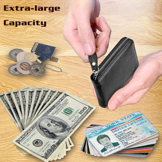 Men's Zipper Wallet Leather Bifold