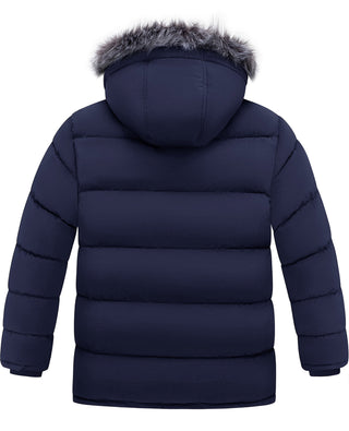 Big Men's plus Size Puffer Coat with Faux-Fur Hood Windproof Parka