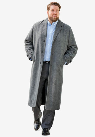 Big Mens Wool-Blend Long Overcoat