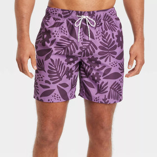 Men'S 7" Floral Print Swim Shorts - Goodfellow & Co Lavender