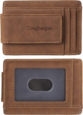 Leather Magnetic Front Pocket Money Clip Wallet