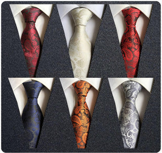 Men's Necktie Classic Silk Tie Woven Jacquard Neck Ties 6 PCS