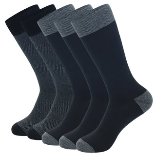 5 Pairs Large Size Fashion Business Men Dress Socks High Quality Stripe Black Gray Pure Men Cotton Socks Size EU41-48