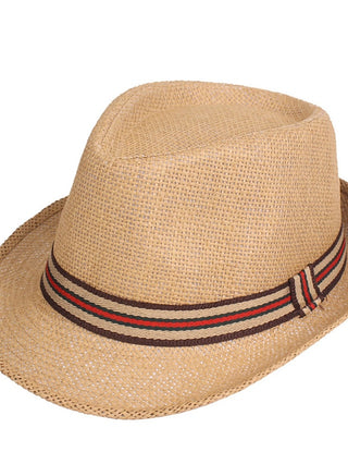 Men'S Straw Hat Sun Hat Fedora Trilby Hat Black Brown Polyester Braided Streetwear Stylish 1920S Fashion Daily Outdoor Clothing Holiday Plain Sunscreen Breathability