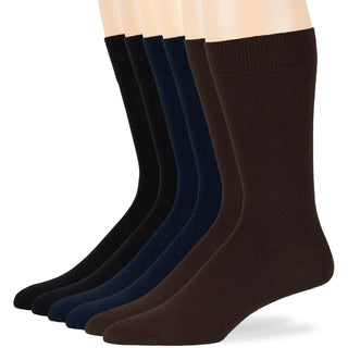 Big Mens Cotton Dress Big and Tall Soft Socks, Golden Brown, X-Large 13-15, 6 Pack