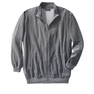 Kingsize Men'S Big & Tall Tall Velour Full-Zip Jacket