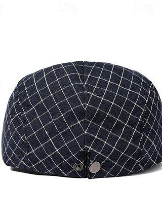 Men'S Flat Cap Ascot Hat Newsboy Hat Black White Cotton Fashion Casual Street Daily Plaid Adjustable Sunscreen Breathable