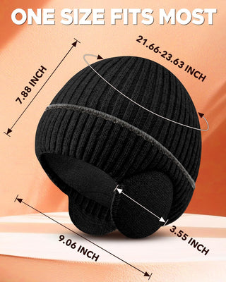 Mens Winter Fleece Line Beanie Knit Hats with Ear Flaps