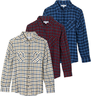 Big Men's Long-Sleeve Flannel Shirts - 3 Pack