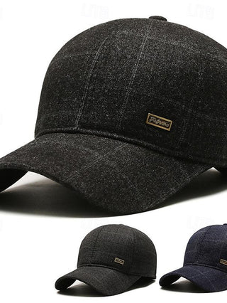 Men'S Baseball Cap Sun Hat Trucker Hat Black Navy Blue Cotton Fashion Casual Street Daily Plaid Adjustable Sunscreen Breathable