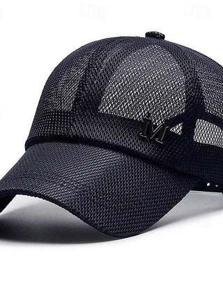 Men'S Baseball Cap Sun Hat Trucker Hat Black Navy Blue Polyester Mesh Fashion Casual Street Daily Plain Adjustable Sunscreen Breathable