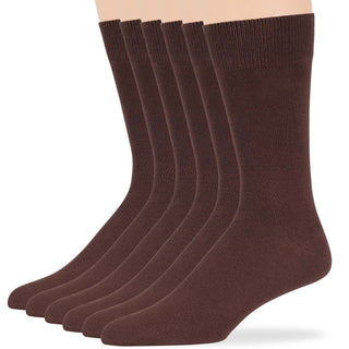 Big Mens Cotton Dress Big and Tall Soft Socks, Golden Brown, X-Large 13-15, 6 Pack