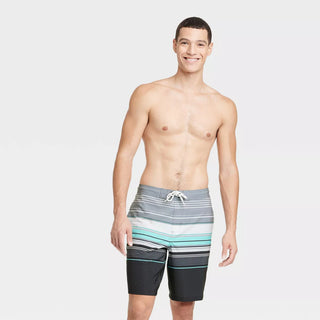 Men'S 9" Striped E-Board Swim Shorts - Goodfellow & Co Charcoal Gray