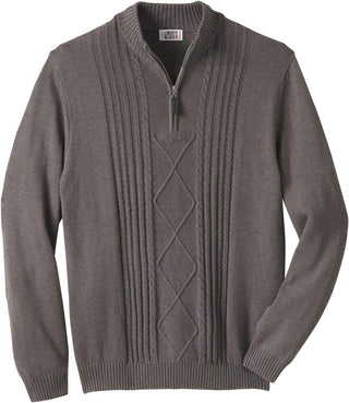 Big Men's Shoreman'S Quarter Zip Plus Sized Cable Knit Sweater