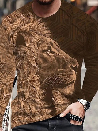 Graphic Lion Fashion Designer Casual Big Men's 3D Print  Shirt