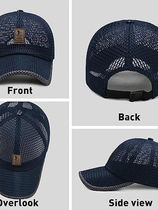 Men'S Baseball Cap Unisex Trucker Hat Summer Breathable Full Mesh Hat Black Navy Blue Fitness Letter Ultraviolet Resistant Outdoor Sports