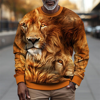 Graphic Lion Men'S Fashion 3D Print Golf Pullover Sweatshirt Holiday Vacation Going Out Sweatshirts Red Purple Long Sleeve Crew Neck Print Spring & Fall Designer Hoodie Sweatshirt