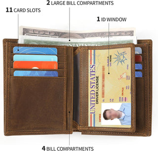 Leather RFID Blocking Bifold Wallet