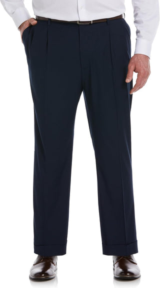 Big Men's  No Iron Pleated Gabardine Pants with Expandable Waistband