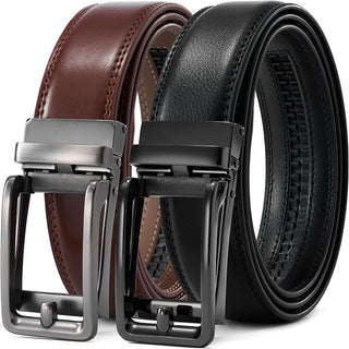 Big Leather Ratchet Dress Belt Big and Tall with Automatic Buckle