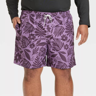 Men'S 7" Floral Print Swim Shorts - Goodfellow & Co Lavender