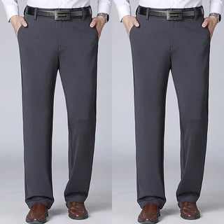 2Pcs Big Size Men'S Business Pants plus Size 40-52 95-155Kg Formal Work Long Pants Elastic Waist Suit Pants Casual Trousers