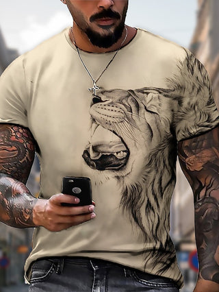 Big Men's T Shirt Tee Lion Graphic Prints Crew Neck plus Size Apparel Designer Big and Tall