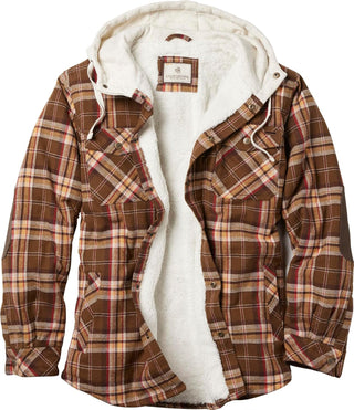 Big Mens Lined Hooded Flannel Shirt Jacket