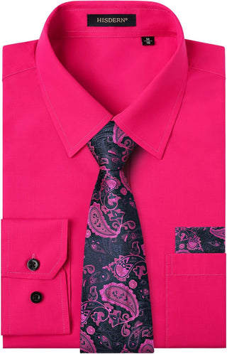 Big Men's Dress Shirt with Matching Tie and Handkerchief Set