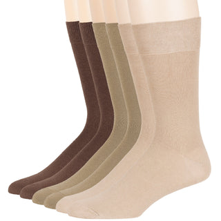 Big Mens Cotton Dress Big and Tall Soft Socks, Golden Brown, X-Large 13-15, 6 Pack