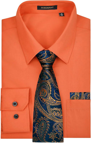 Big Mens Dress Shirt with Matching Tie and Pocket Square Set