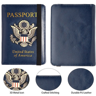 Creative Passport Holder Cover with 3D Metal Badge Leather Passport Wallet