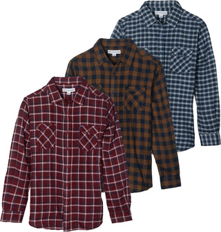 Big Men's Long-Sleeve Flannel Shirts - 3 Pack