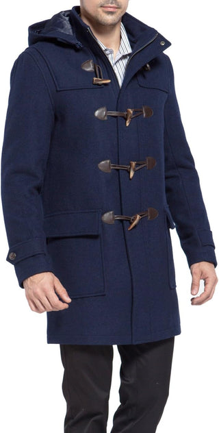 Big Men's Single Breasted Duffle Coat with Hood