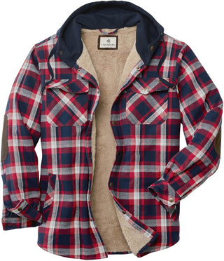 Big Mens Lined Hooded Flannel Shirt Jacket